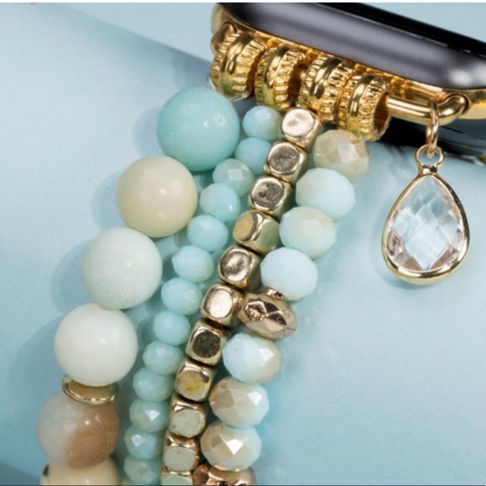 Amazonite Apple Watch Beaded Stretch Bracelet - Picture 3 of 8
